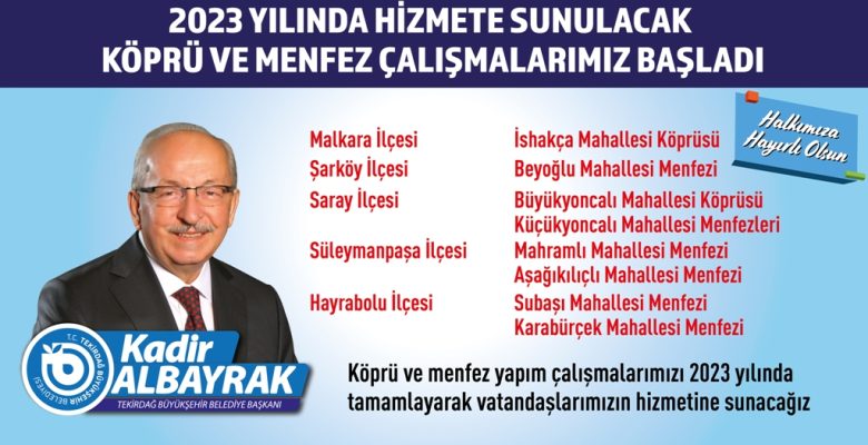 2023 YILINDA HİZMETE SUNULACAK KÖPRÜ VE MENFEZ ÇALIŞMALARI BAŞLADI