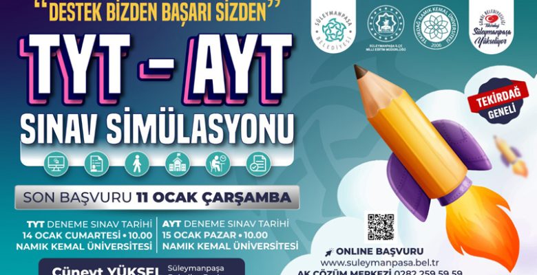 Süleymanpaşa Belediyesinden gerçeğini aratmayan deneme sınavı hizmeti