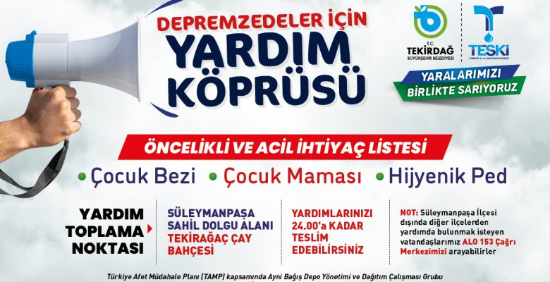 BÜYÜKŞEHİR GENİŞ ÇAPLI BİR YARDIM KAMPANYASINA ÖNCÜLÜK EDİYOR