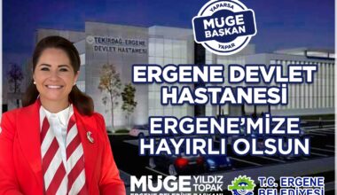 Ergene Belediye Başkanı Müge Yıldız Topak Ergene Devlet Hastanesi’nin yapımına başlanacağını müjdeledi.